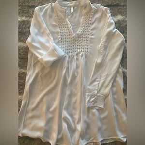 Boho Me crochet accent white tunic